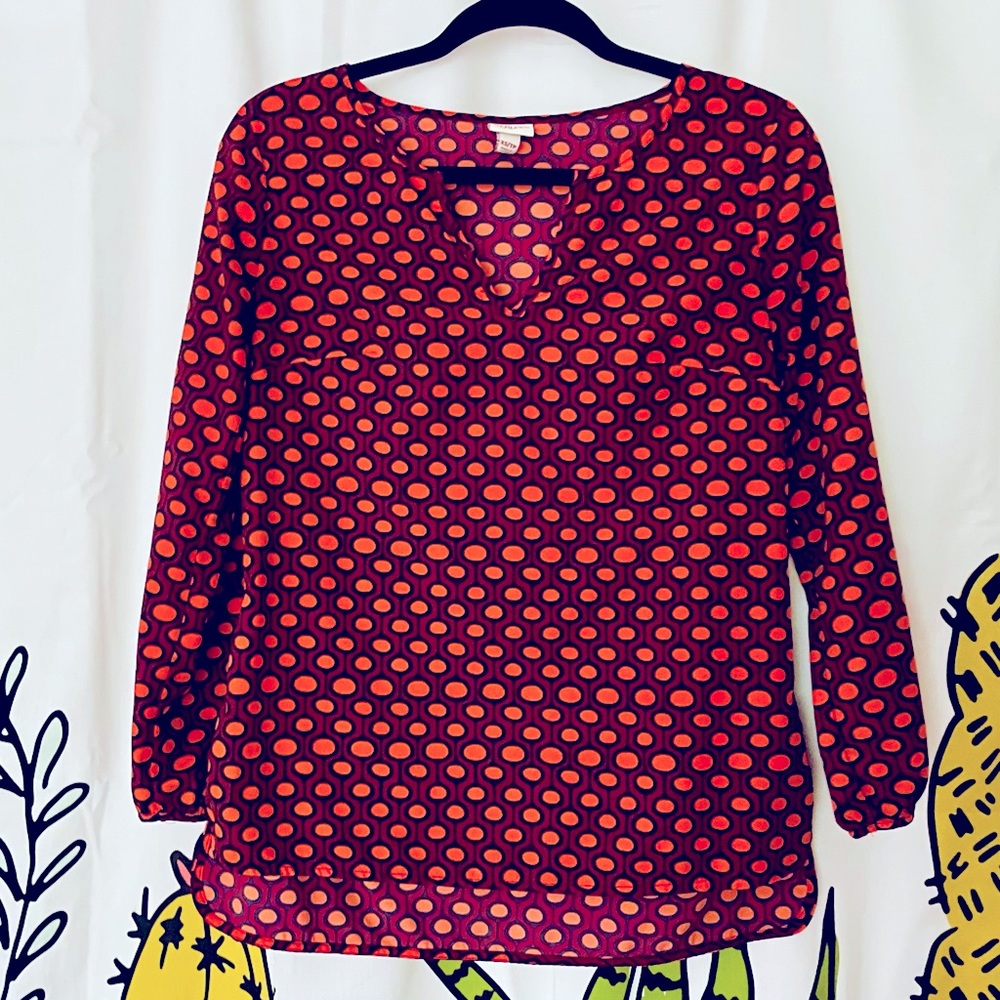 Merona Orange Red 3/4 Sleeve Women’s Top XS